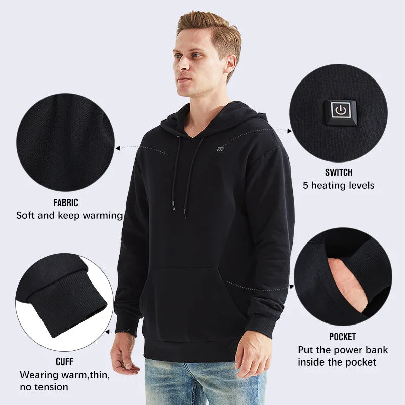 Heated USB Jacket Long Sleeve Hoodie