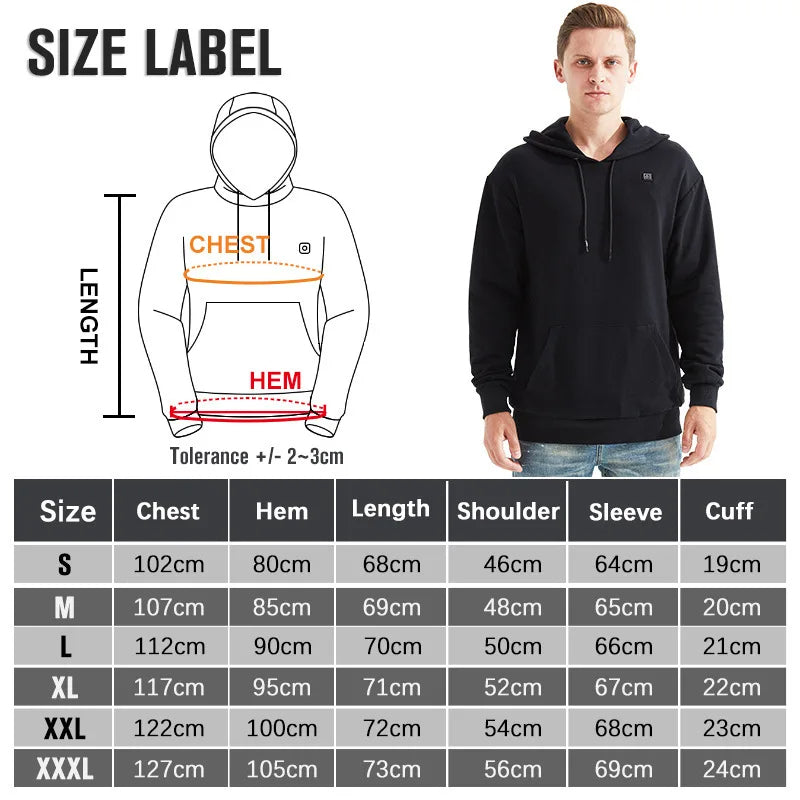 Heated USB Jacket Long Sleeve Hoodie